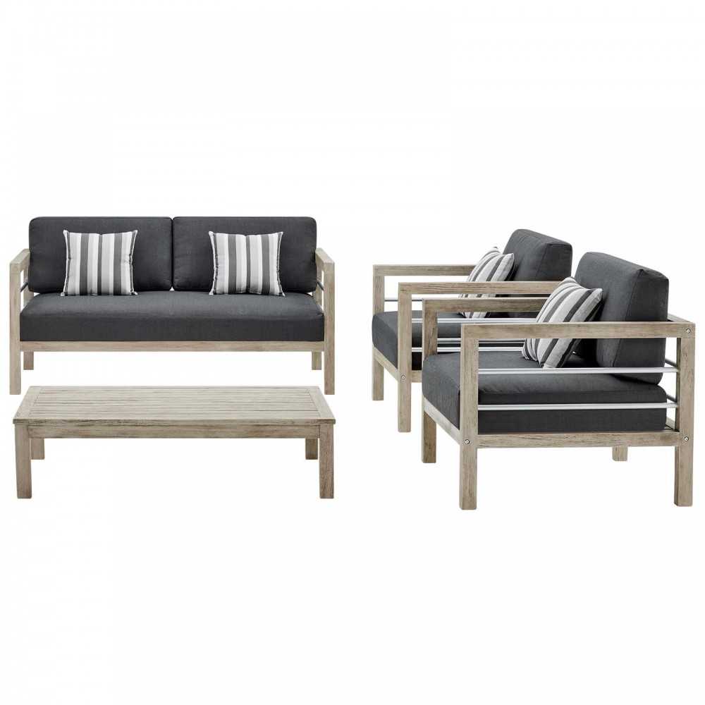Wiscasset 4 Piece Outdoor Patio Acacia Wood Set Wiscasset 4 Piece Outdoor Patio Acacia Wood Set