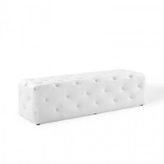 Amour 60" Tufted Button Entryway Faux Leather Bench