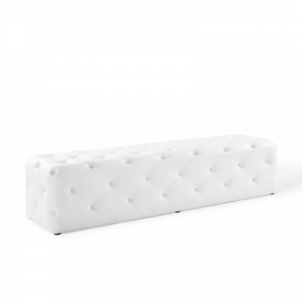 Amour 72" Tufted Button Entryway Faux Leather Bench