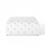 Amour Tufted Button Large Square Faux Leather Ottoman