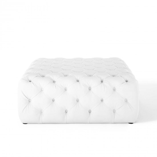 Amour Tufted Button Large Square Faux Leather Ottoman