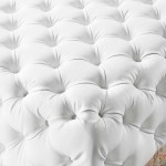 Amour Tufted Button Large Square Faux Leather Ottoman