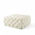 Amour Tufted Button Large Square Performance Velvet Ottoman