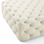 Amour Tufted Button Large Square Performance Velvet Ottoman