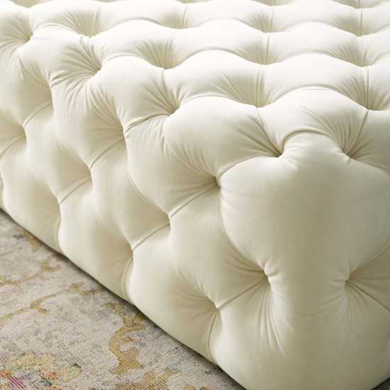 Amour Tufted Button Large Square Performance Velvet Ottoman