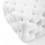 Amour Tufted Button Square Faux Leather Ottoman