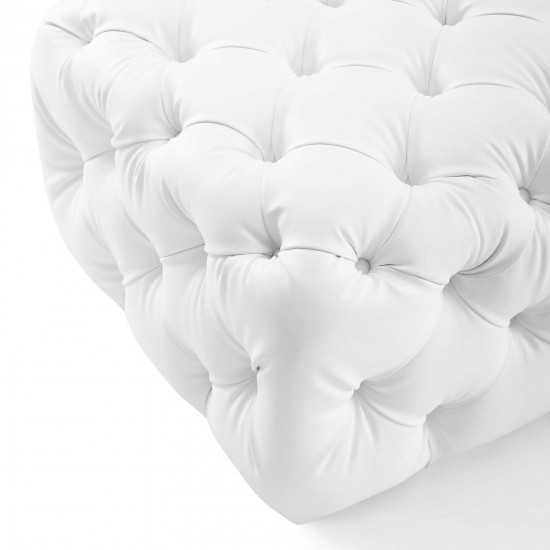 Amour Tufted Button Square Faux Leather Ottoman