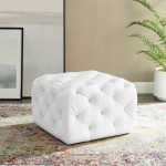 Amour Tufted Button Square Faux Leather Ottoman