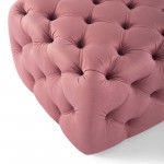 Amour Tufted Button Square Performance Velvet Ottoman