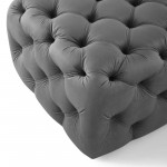 Amour Tufted Button Square Performance Velvet Ottoman