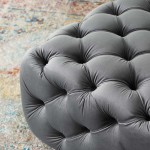 Amour Tufted Button Square Performance Velvet Ottoman