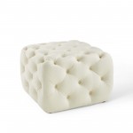 Amour Tufted Button Square Performance Velvet Ottoman