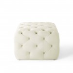 Amour Tufted Button Square Performance Velvet Ottoman