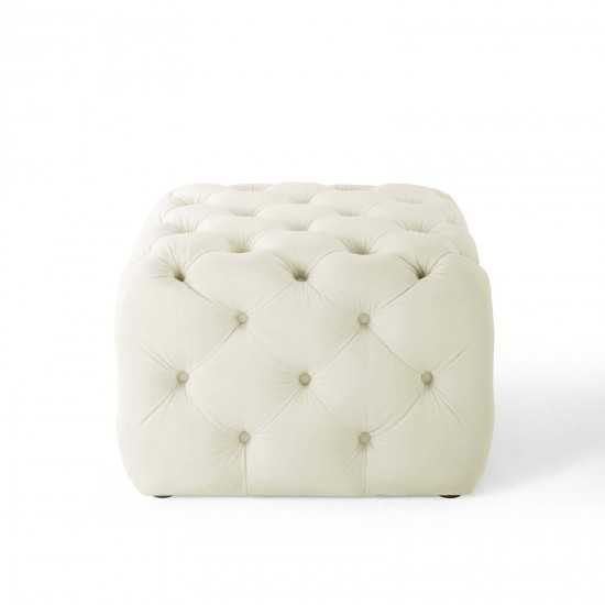 Amour Tufted Button Square Performance Velvet Ottoman