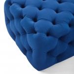 Amour Tufted Button Square Performance Velvet Ottoman