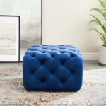 Amour Tufted Button Square Performance Velvet Ottoman