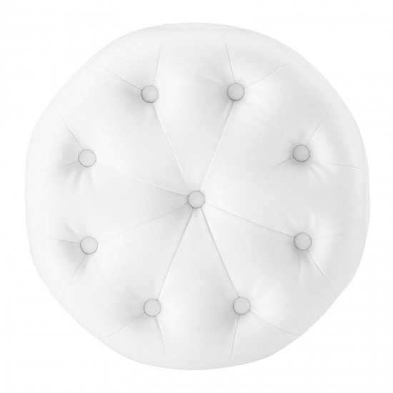 Amour Tufted Button Round Faux Leather Ottoman