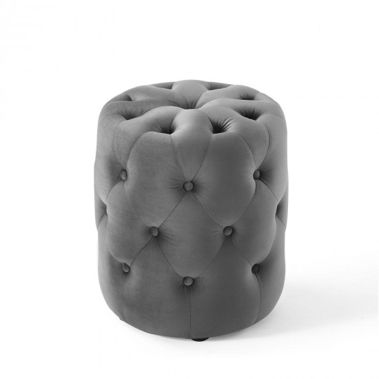 Amour Tufted Button Round Performance Velvet Ottoman