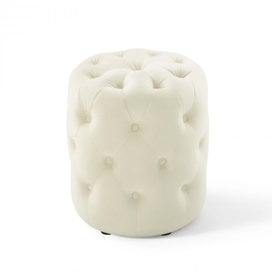 Amour Tufted Button Round Performance Velvet Ottoman