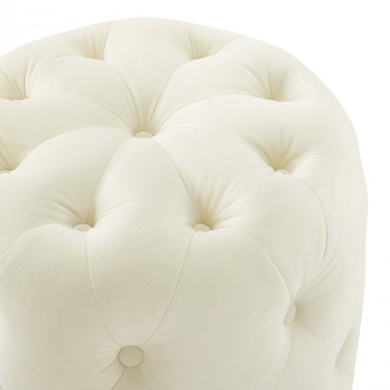 Amour Tufted Button Round Performance Velvet Ottoman