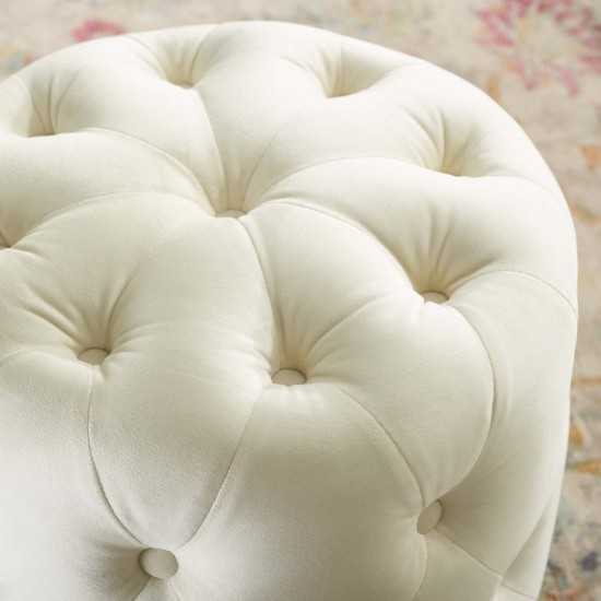 Amour Tufted Button Round Performance Velvet Ottoman