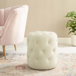 Amour Tufted Button Round Performance Velvet Ottoman