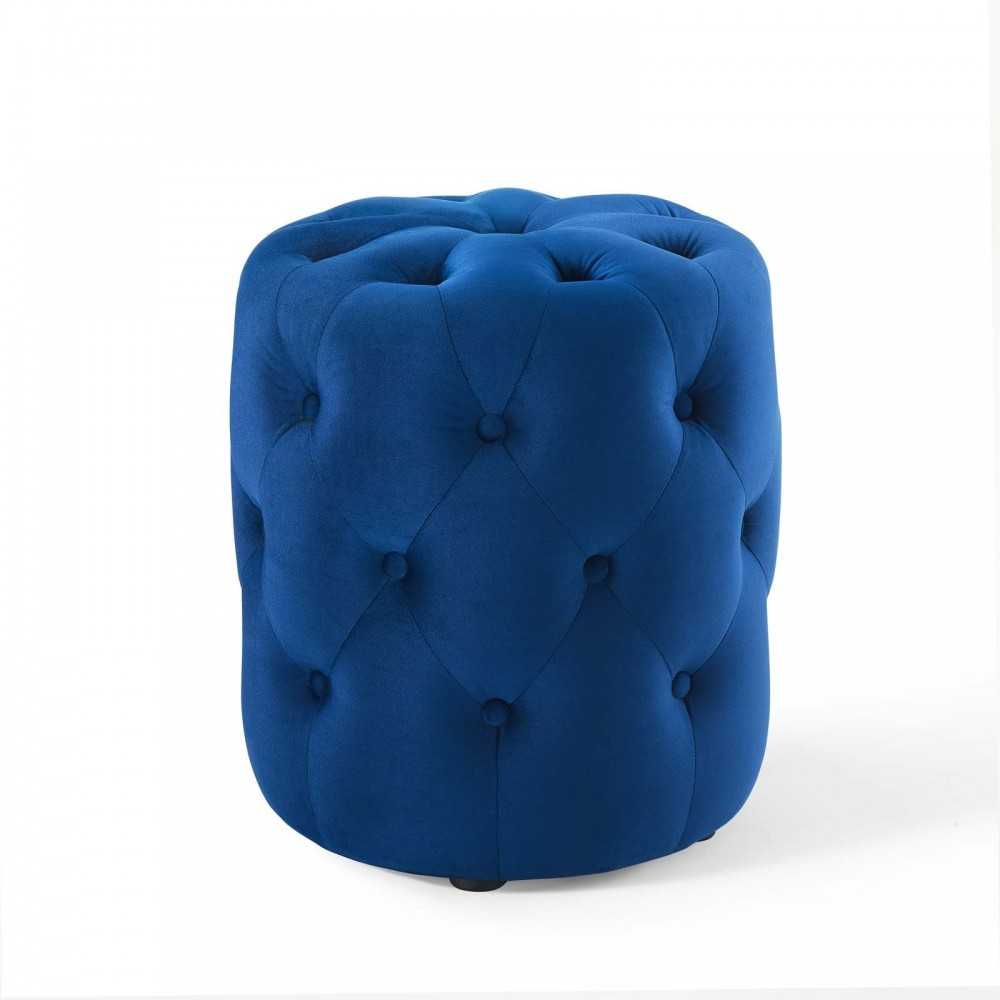 Amour Tufted Button Round Performance Velvet Ottoman Amour Tufted Button Round Performance Velvet Ottoman
