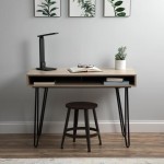 44" Home Retro Desk, Writing Desk with Storage, Hairpin Legs (1070)