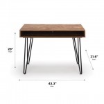 44" Home Retro Desk, Writing Desk with Storage, Hairpin Legs (1070)