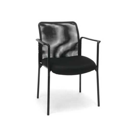 Essentials by OFM ESS-8010 Mesh Back Upholstered Side Chair with Arms