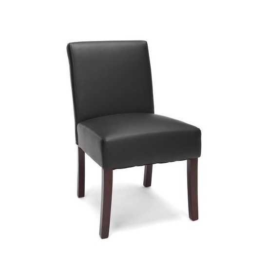 Essentials by OFM ESS-9020 Bonded Leather Executive Armless Guest Chair with Wooden Legs