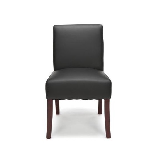 Essentials by OFM ESS-9020 Bonded Leather Executive Armless Guest Chair with Wooden Legs