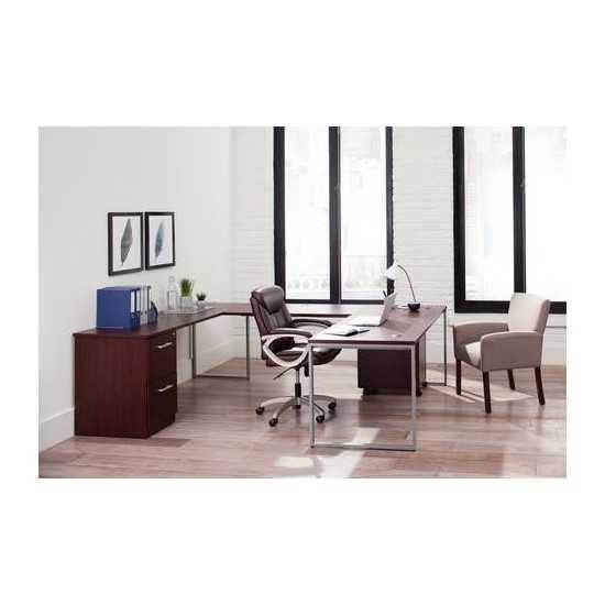 Essentials by OFM ESS-9025 Fabric Executive Guest Chair with Arms and Wooden Legs