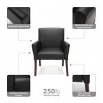 Essentials by OFM ESS-9025 Fabric Executive Guest Chair with Arms and Wooden Legs