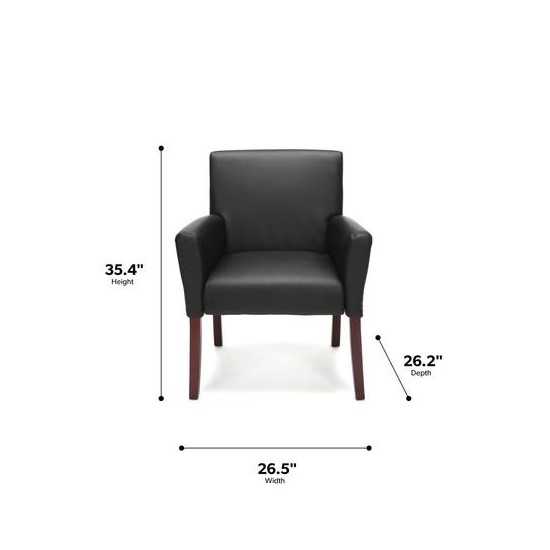 Essentials by OFM ESS-9025 Fabric Executive Guest Chair with Arms and Wooden Legs