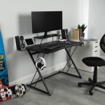 Essentials Collection 55" Gaming Computer Desk, 35" Monitor Shelf, Z-Base (ESS-1101)