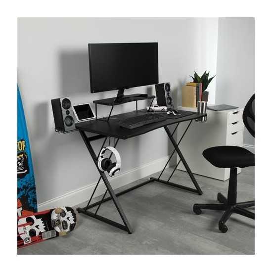 Essentials Collection 55" Gaming Computer Desk, 35" Monitor Shelf, Z-Base (ESS-1101)