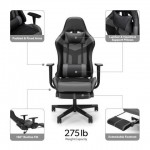 Essentials Collection High Back PU Leather Gaming Chair, with Extendable Footrest (ESS-6075FR)