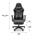 Essentials Collection High Back PU Leather Gaming Chair, with Extendable Footrest (ESS-6075FR)
