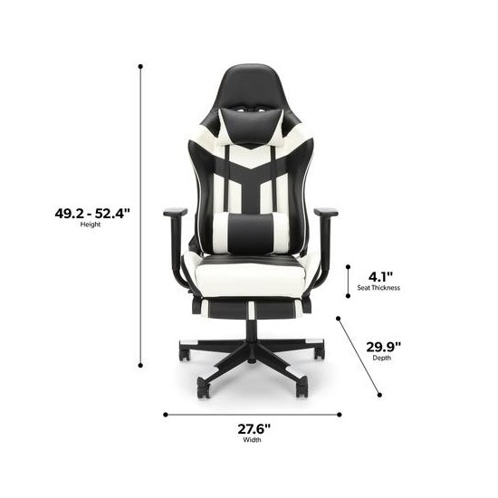 Essentials Collection High Back PU Leather Gaming Chair, with Extendable Footrest (ESS-6075FR)