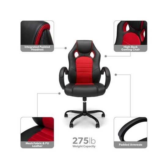 Essentials Collection High-Back Gaming Chair, Padded Loop Arms (ESS-3083HB)