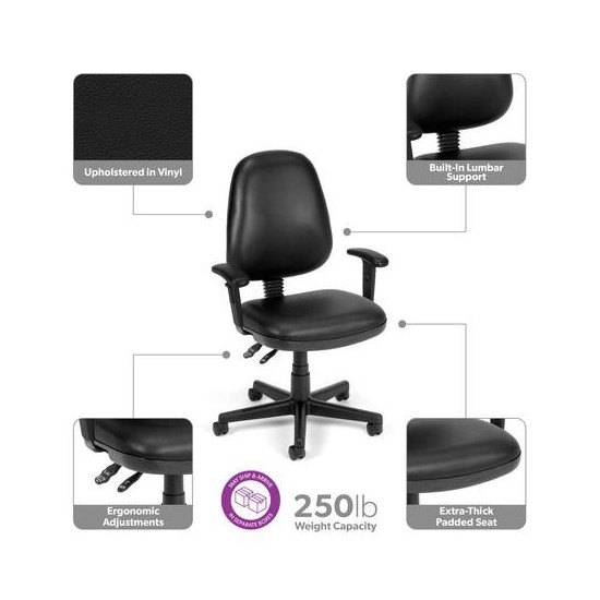 OFM 119-VAM-AA Straton Series Anti-Microbial/Anti-Bacterial Vinyl Task Chair with Arms