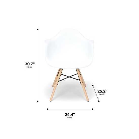 Collection 4 Pack Mid Century Modern Plastic Molded Accent Chairs with Arms, Dining Chairs, Beechwood Legs with Wire Accent