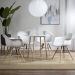 Collection 4 Pack Mid Century Modern Plastic Molded Accent Chairs with Arms, Dining Chairs, Beechwood Legs with Wire Accent