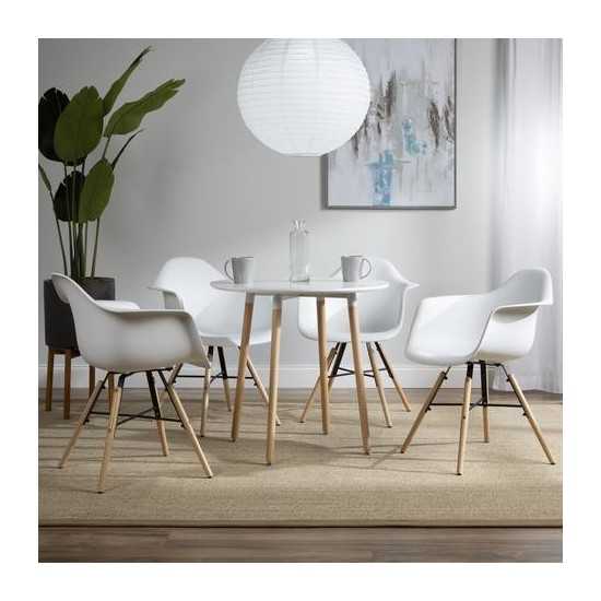 Collection 4 Pack Mid Century Modern Plastic Molded Accent Chairs with Arms, Dining Chairs, Beechwood Legs with Wire Accent