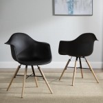 Collection 4 Pack Mid Century Modern Plastic Molded Accent Chairs with Arms, Dining Chairs, Beechwood Legs with Wire Accent