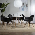 Collection 4 Pack Mid Century Modern Plastic Molded Accent Chairs with Arms, Dining Chairs, Beechwood Legs with Wire Accent