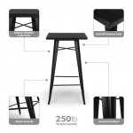 OFM 161 Collection Industrial Modern 24" Square Bar Table with Footring, Galvanized Steel Indoor/Outdoor Table (161-BT24)