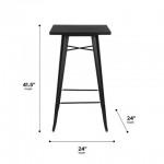OFM 161 Collection Industrial Modern 24" Square Bar Table with Footring, Galvanized Steel Indoor/Outdoor Table (161-BT24)
