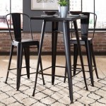 OFM 161 Collection Industrial Modern 24" Square Bar Table with Footring, Galvanized Steel Indoor/Outdoor Table (161-BT24)
